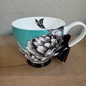 Portobello By Inspire Butterfly Flower Coffee Tea Mug Curved Footed 16 oz NEW